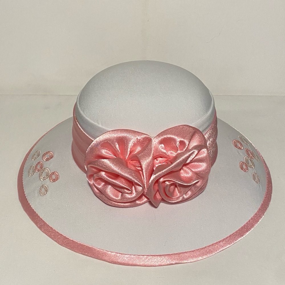 Corinthians Wide Brim Rose Kentucky Derby Preakness Wedding Church Hat O/S